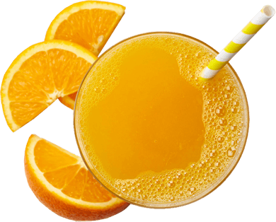 orange juice in glass with a straw surrounded by oranges