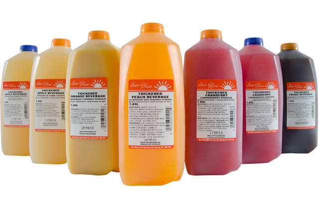 a variety of Sun Glow's thickened beverages